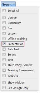 Search Presentation Type Training