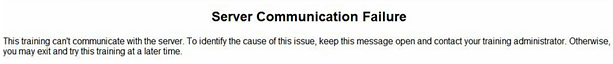 Server Communication Failure message