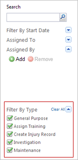 Assignments tab with tasks filters section