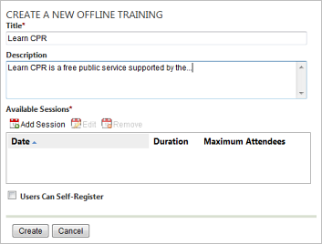 Create a offline training screen
