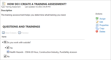 Create training assessment complete