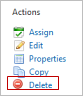 Library actions menu delete
