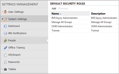 Add default security roles