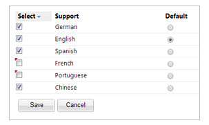 Language setting - default and supported languages
